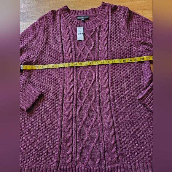 Lane Bryant Sparkly Dark Red Cranberry Cable Knit Sweater Womens Plus Size 18/20 - Picture 6 of 10